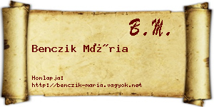 Benczik Mária névjegykártya